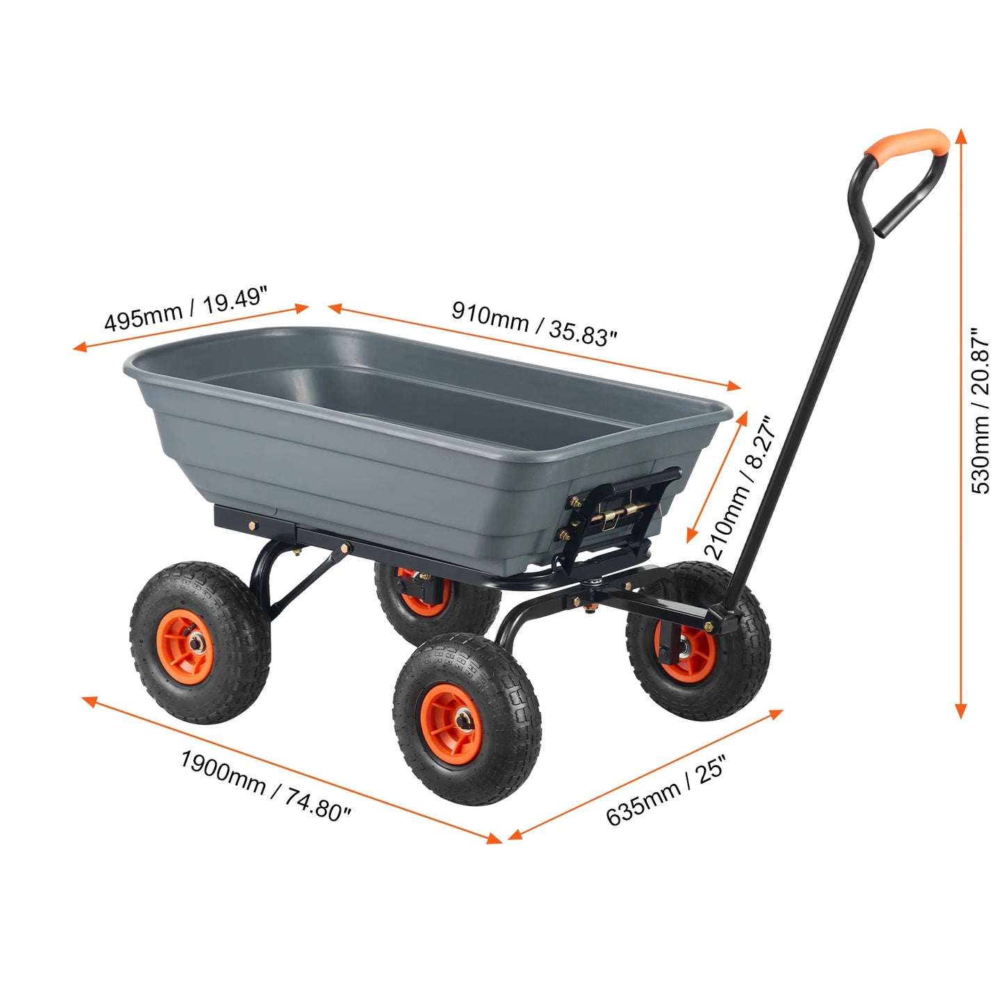 SucceBuy Dump Cart Poly Garden Wagon With Steel Frame