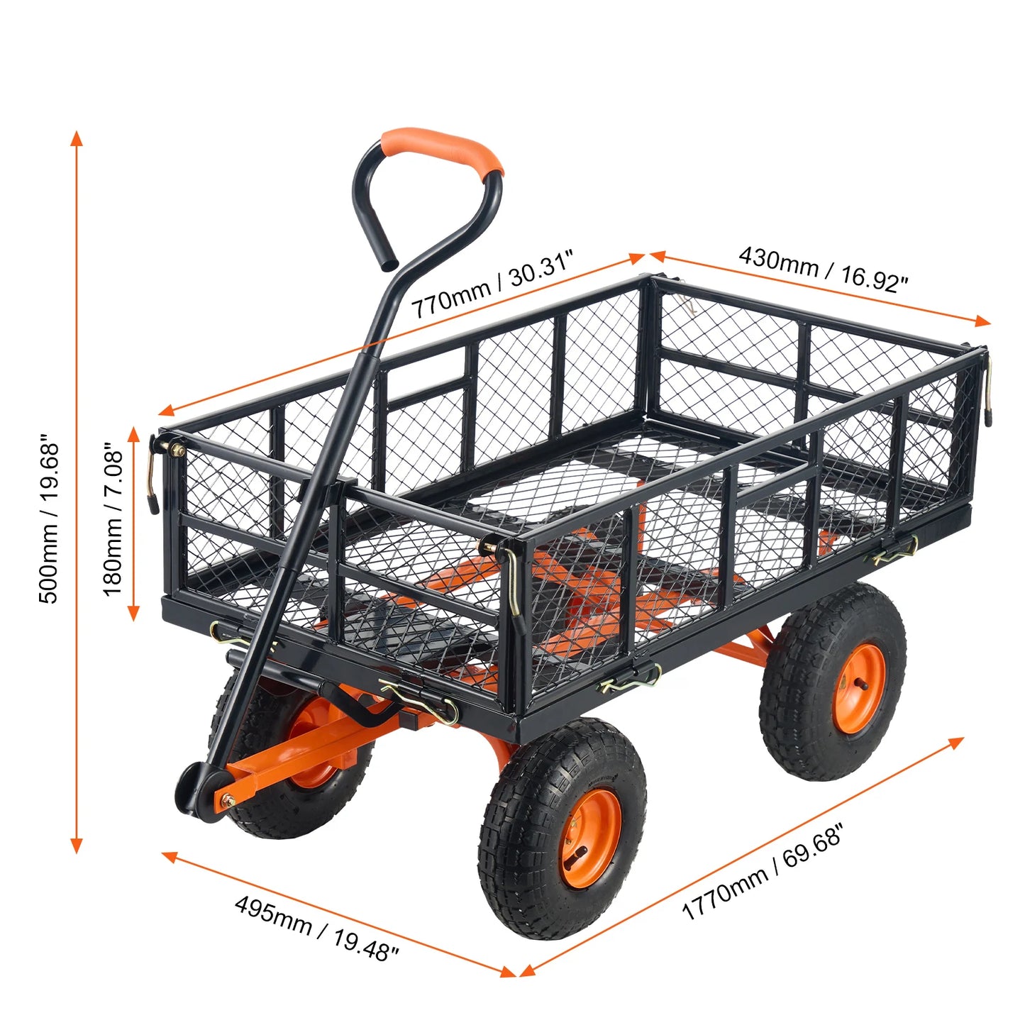 SucceBuy Garden Cart Sturdy Metal Utility Wagon 400 880 Lbs