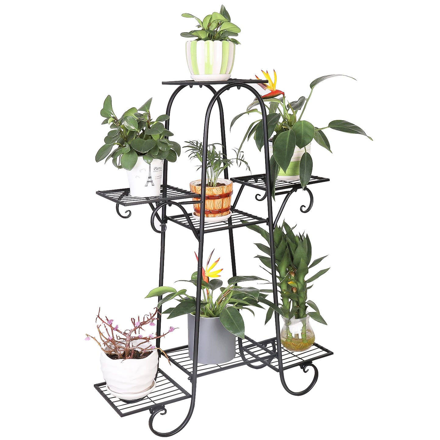 BINGOPAW 7 Tier Metal Plant Stand Indoor Outdoor Display Rack