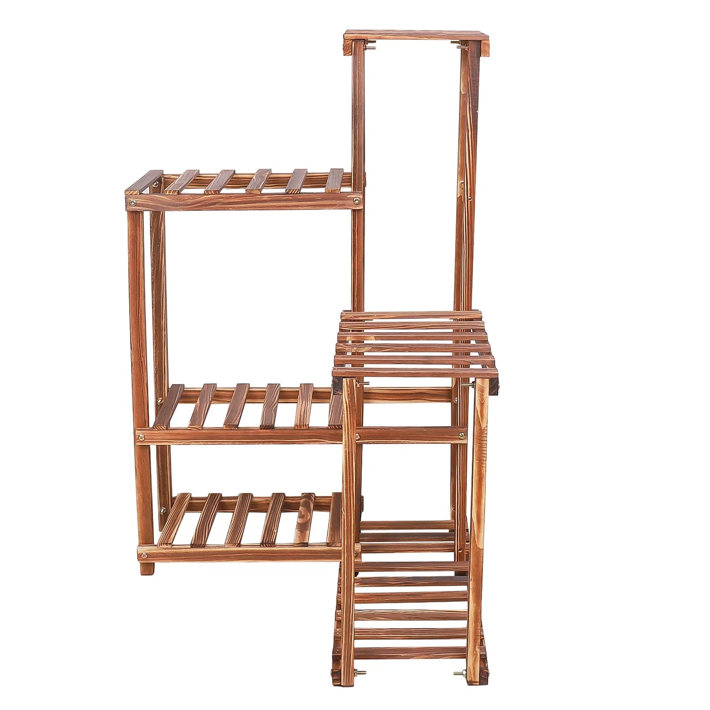 BINGOPAW 6 Tier Plant Corner Stand Wood Shelf Indoors Outdoors