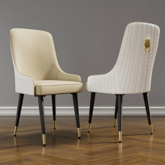 Modern PU Leather Dining Chairs Set 2 With Metal Legs