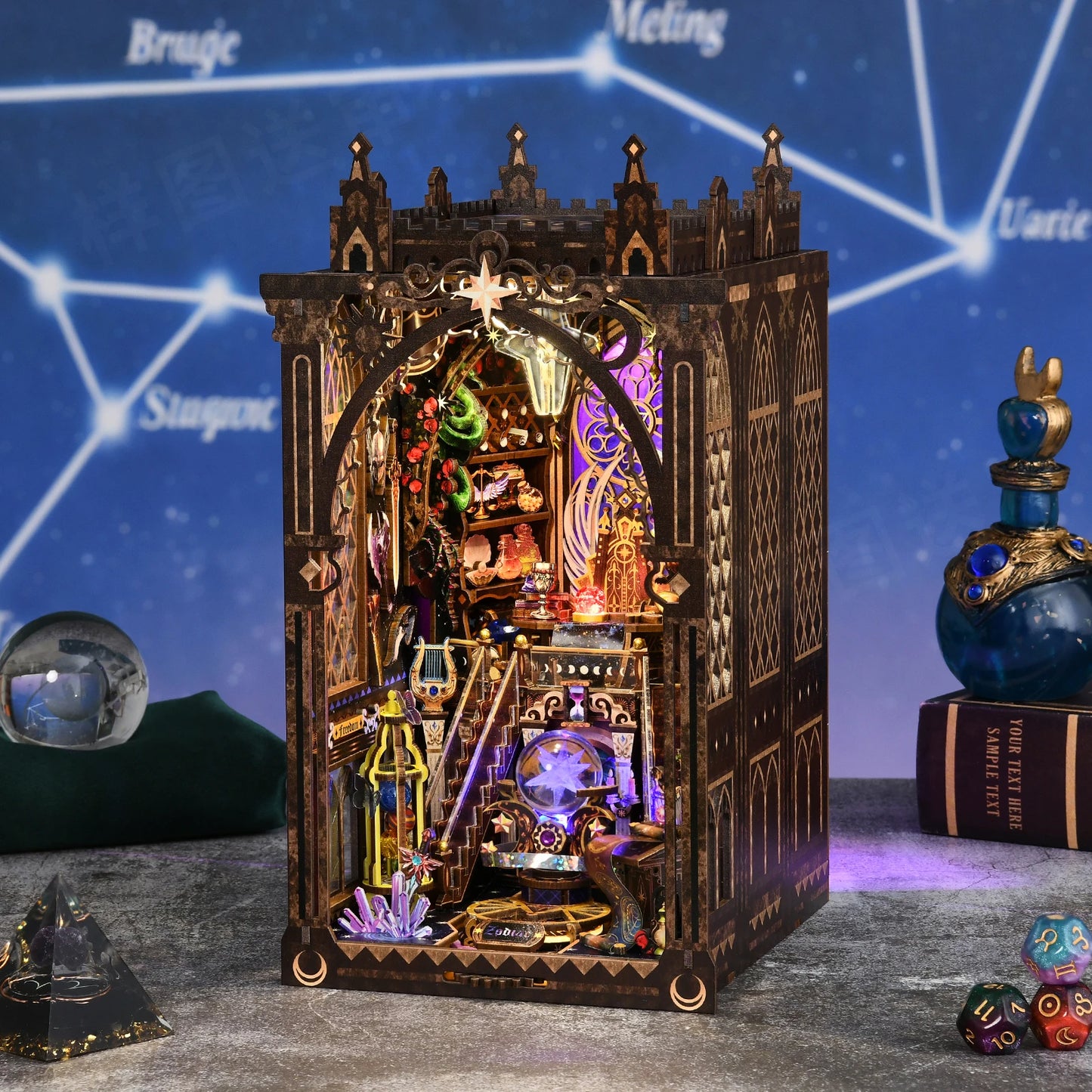 ASLOWSNAIL Book Nook Kit Twelve Constellations 3D Puzzle For Bookshelf