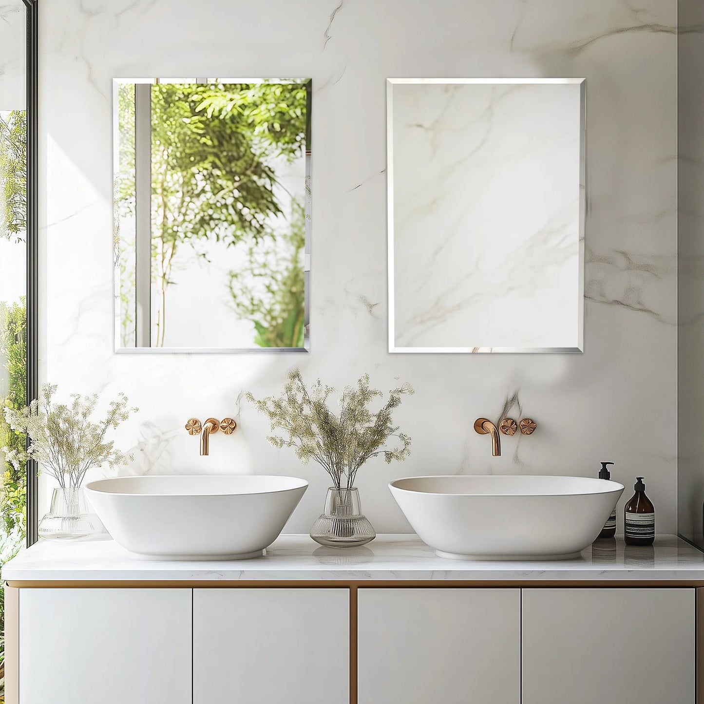 Wisfor Frameless Bathroom Mirror Over Sink With Beveled Edge