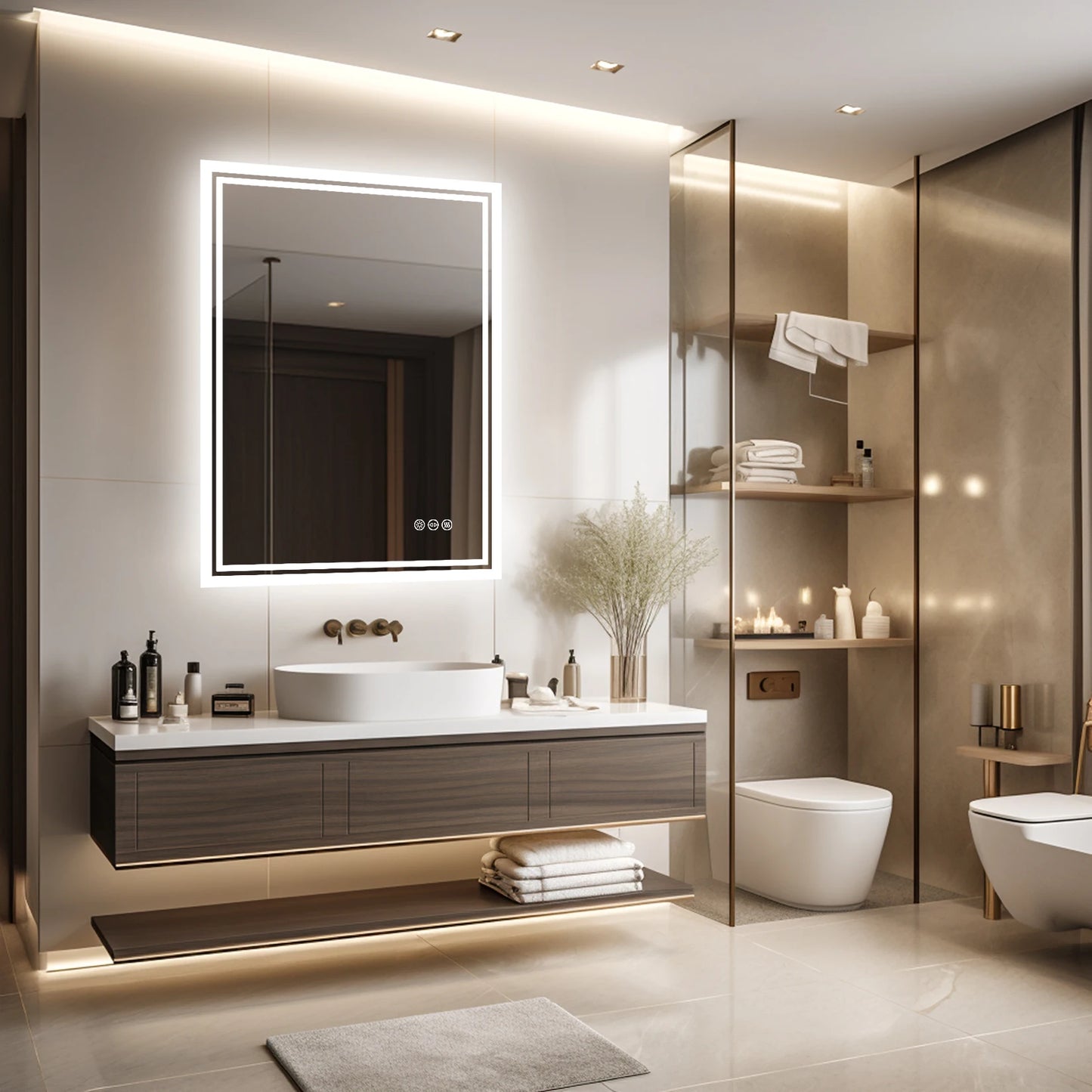 Wisfor LED Backlit Mirror Bathroom Vanity With Anti-Fog, Dimmable, CRI90+