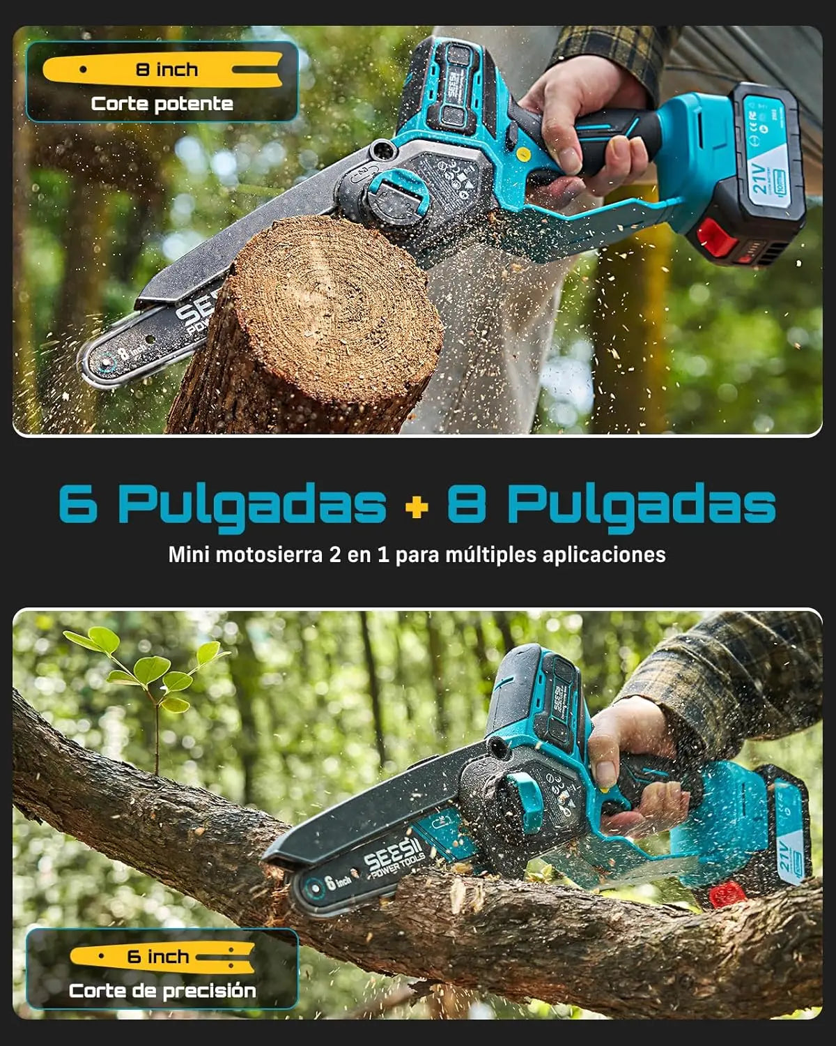 Seesii Brushless Cordless Chainsaw 1000W For Woodworking Pruning