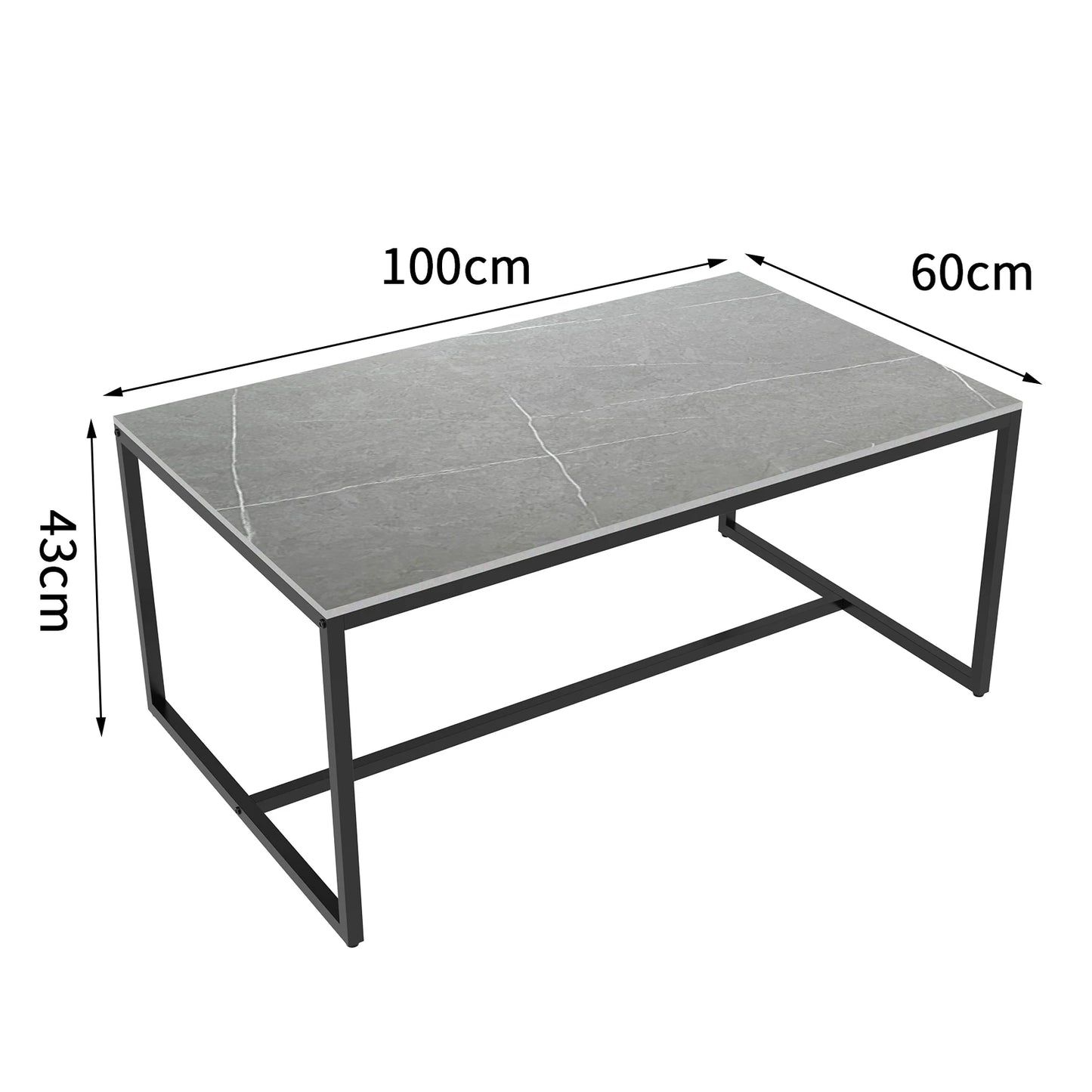Modern Marble and Metal Frame Rectangle Coffee End Table