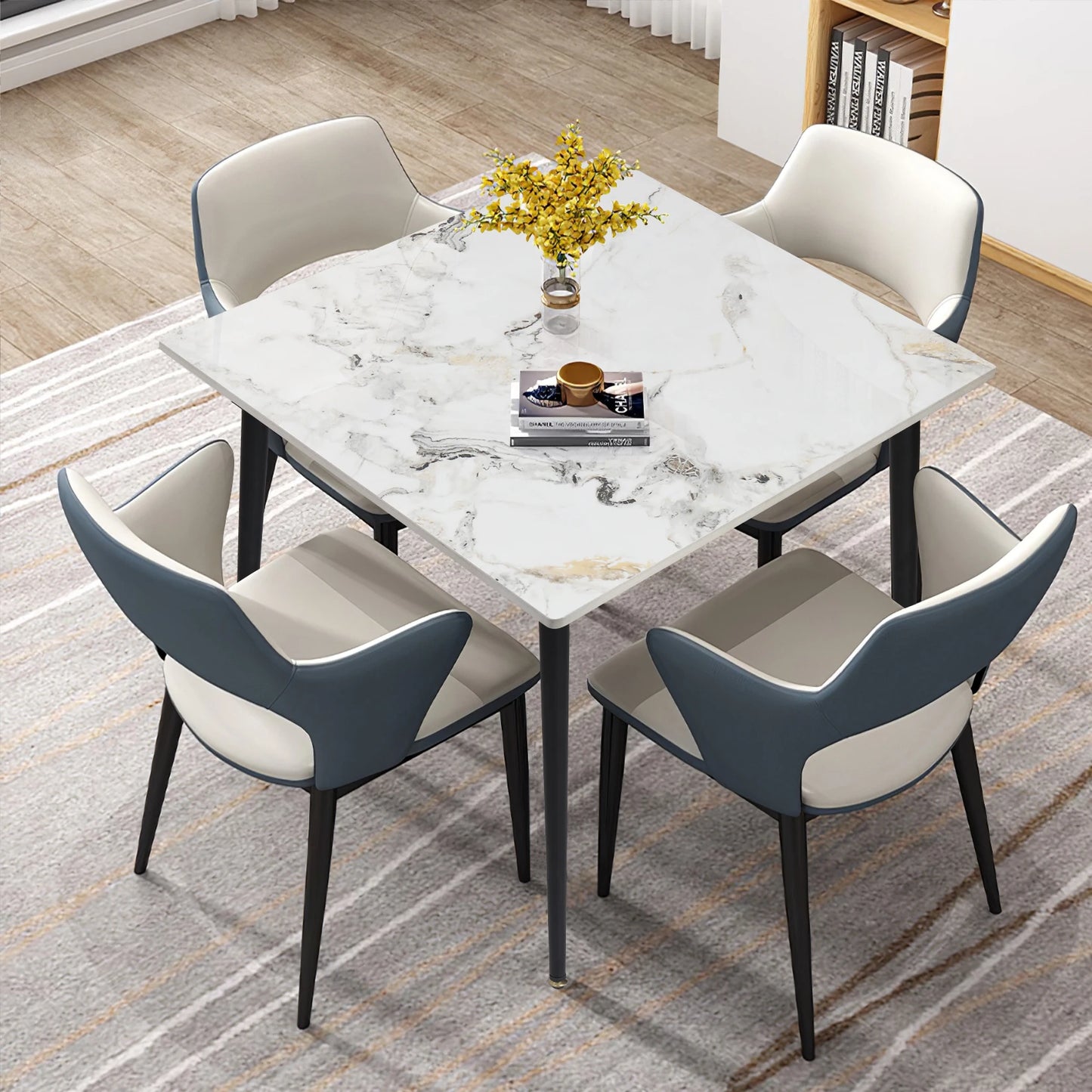 Wisfor Mid-Century Slate Dining Table With Sintered Stone Top