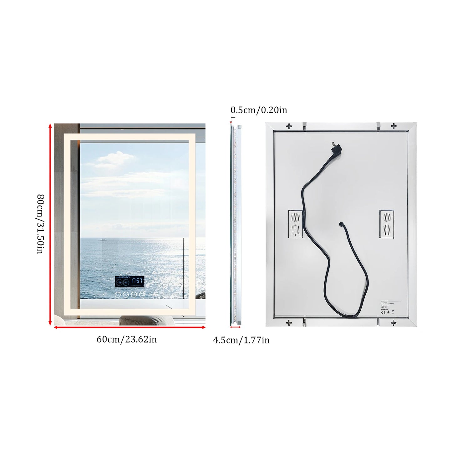 Wisfor LED Bathroom Mirror With Bluetooth Smart Display And Memory