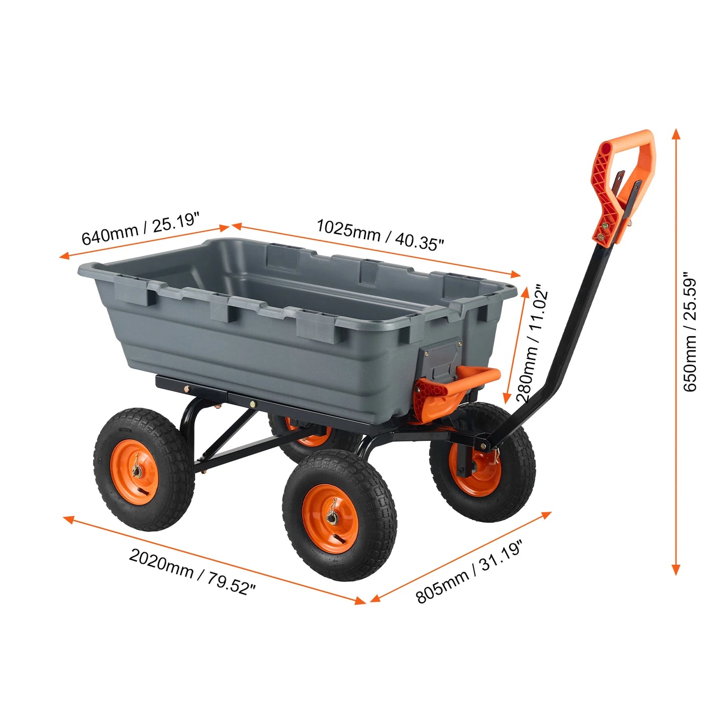 SucceBuy Dump Cart Poly Garden Wagon With Steel Frame