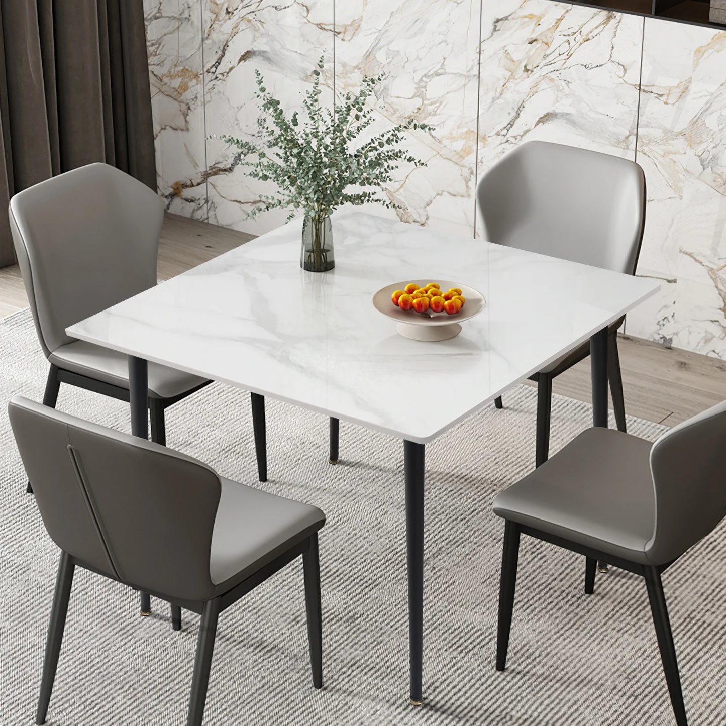 Wisfor Mid-Century Slate Dining Table With Sintered Stone Top