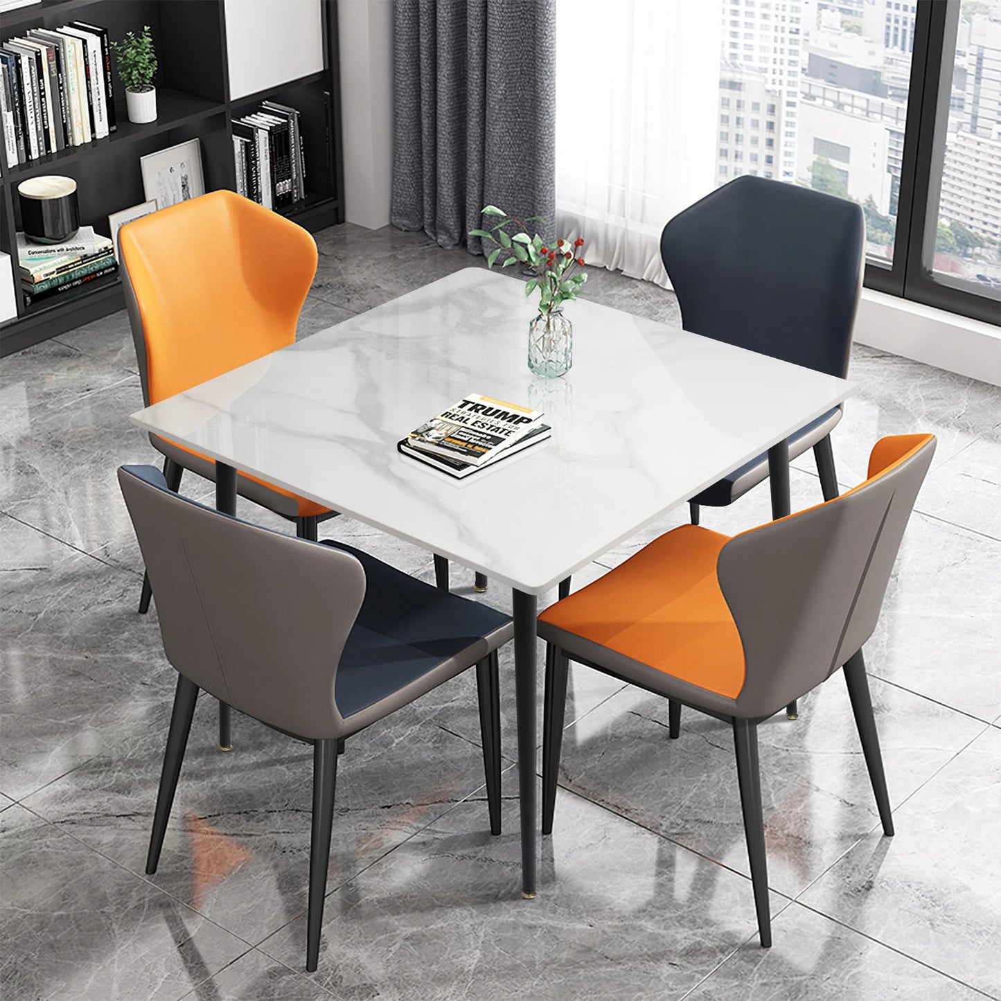 Wisfor Mid-Century Slate Dining Table With Sintered Stone Top