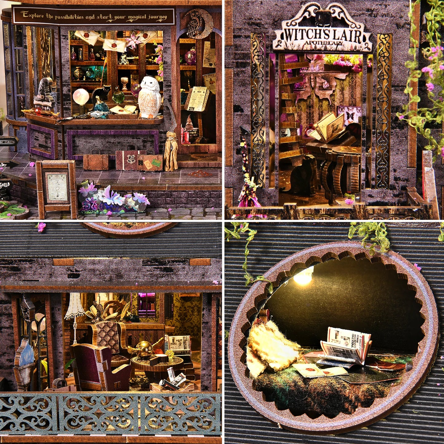 ASLOWSNAIL Magic Castle 3D DIY Wooden Book Nook Kit Decor