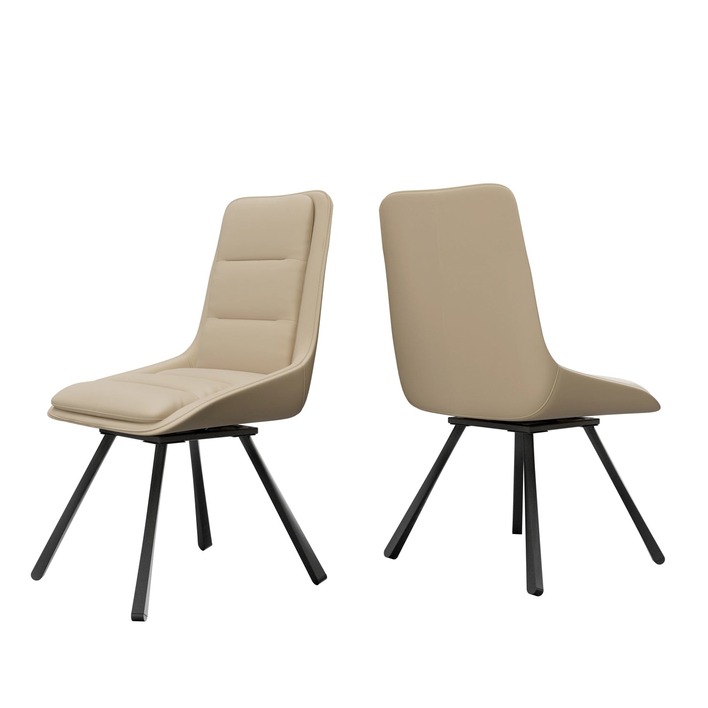 Set Of 2 360° Rotatable Upholstered Dining Room Chairs Leisure Kitchen Accent Chair High Back Design, Sponge Filling