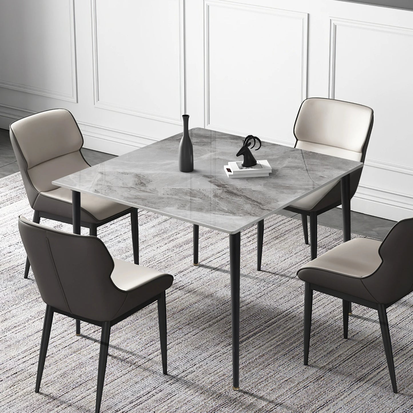 Wisfor Mid-Century Slate Dining Table With Sintered Stone Top