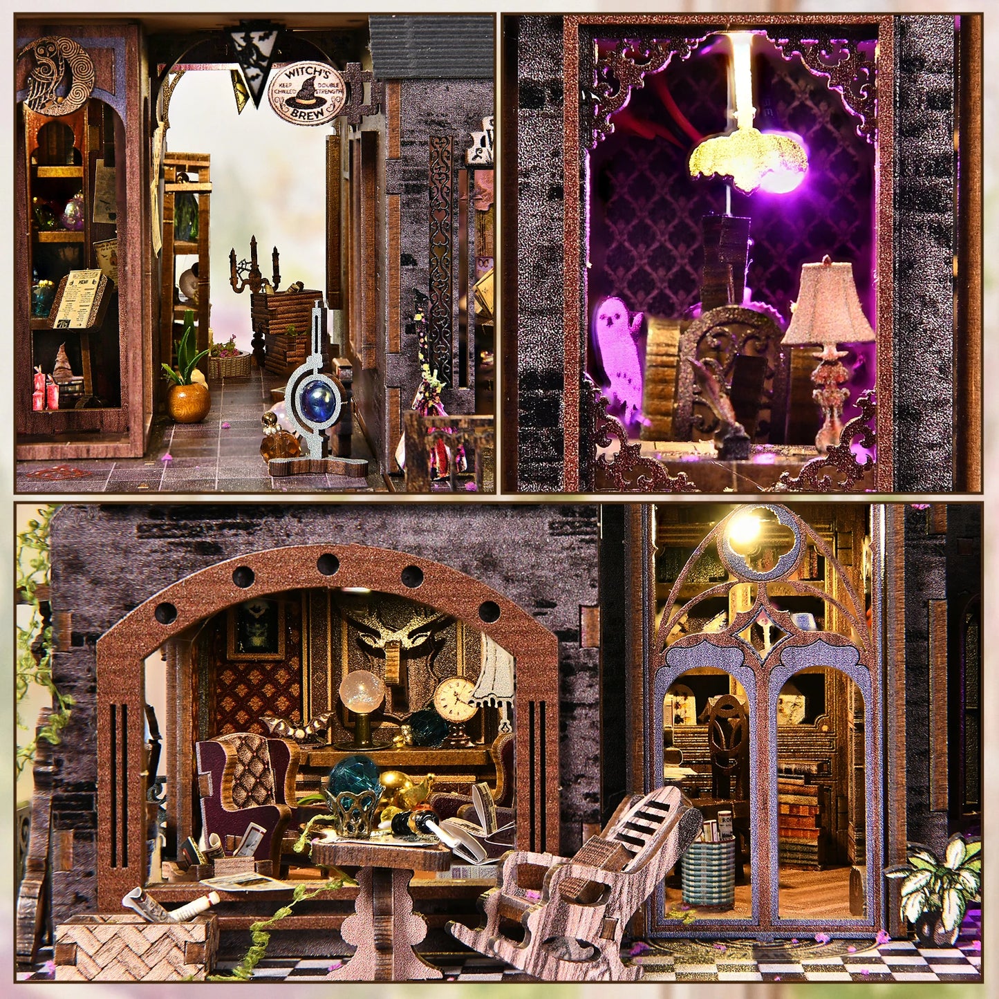 ASLOWSNAIL Magic Castle 3D DIY Wooden Book Nook Kit Decor