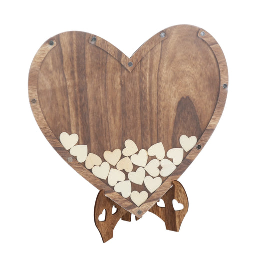 Rustic Wedding Guest Book In Carbonized Wood With Heart Bracket
