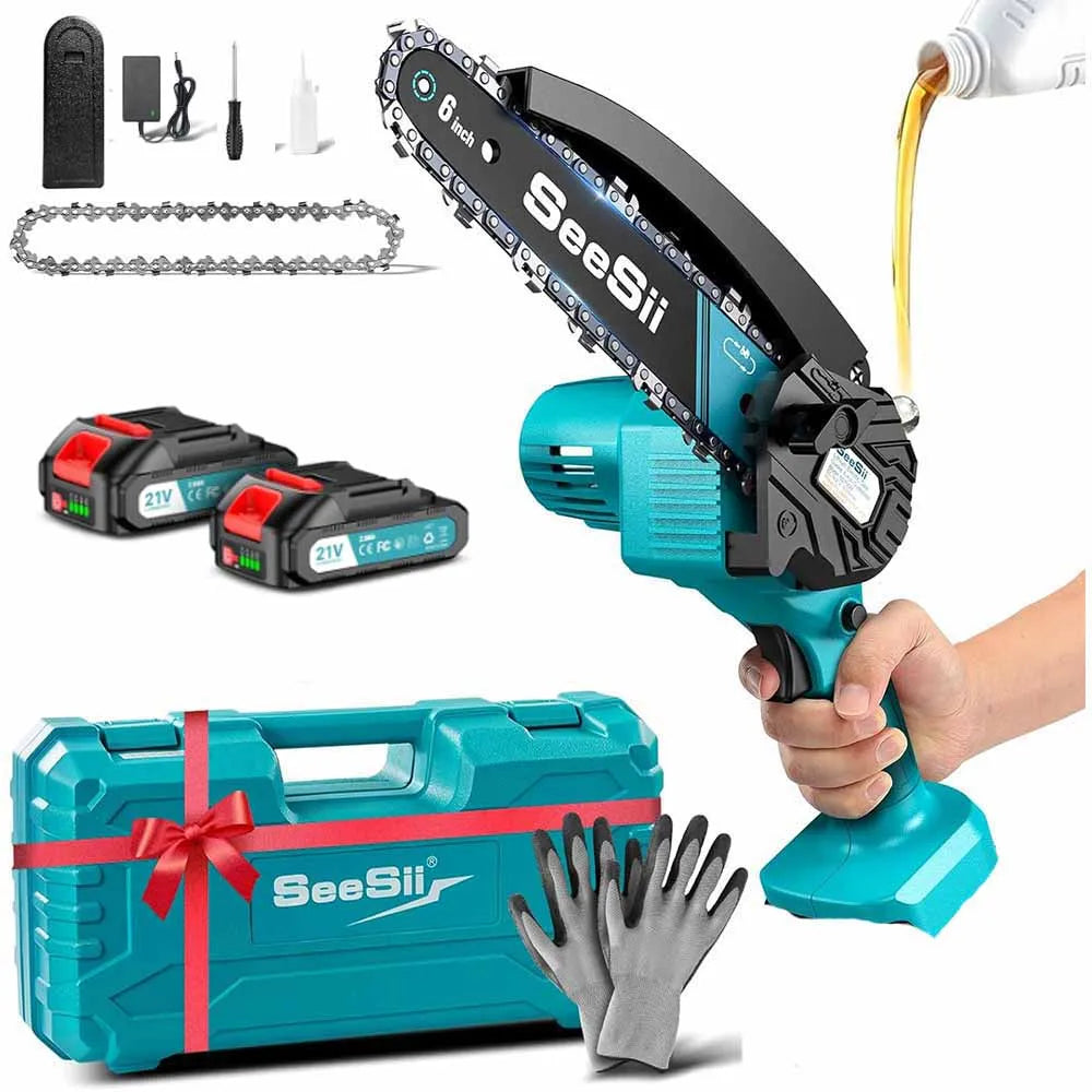 Seesii Cordless Mini Chainsaw Electric Pruning Saw