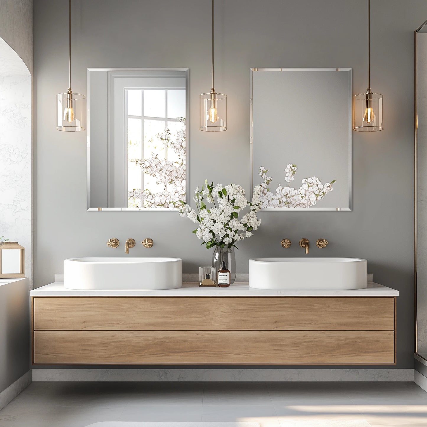 Wisfor Frameless Bathroom Mirror Over Sink With Beveled Edge