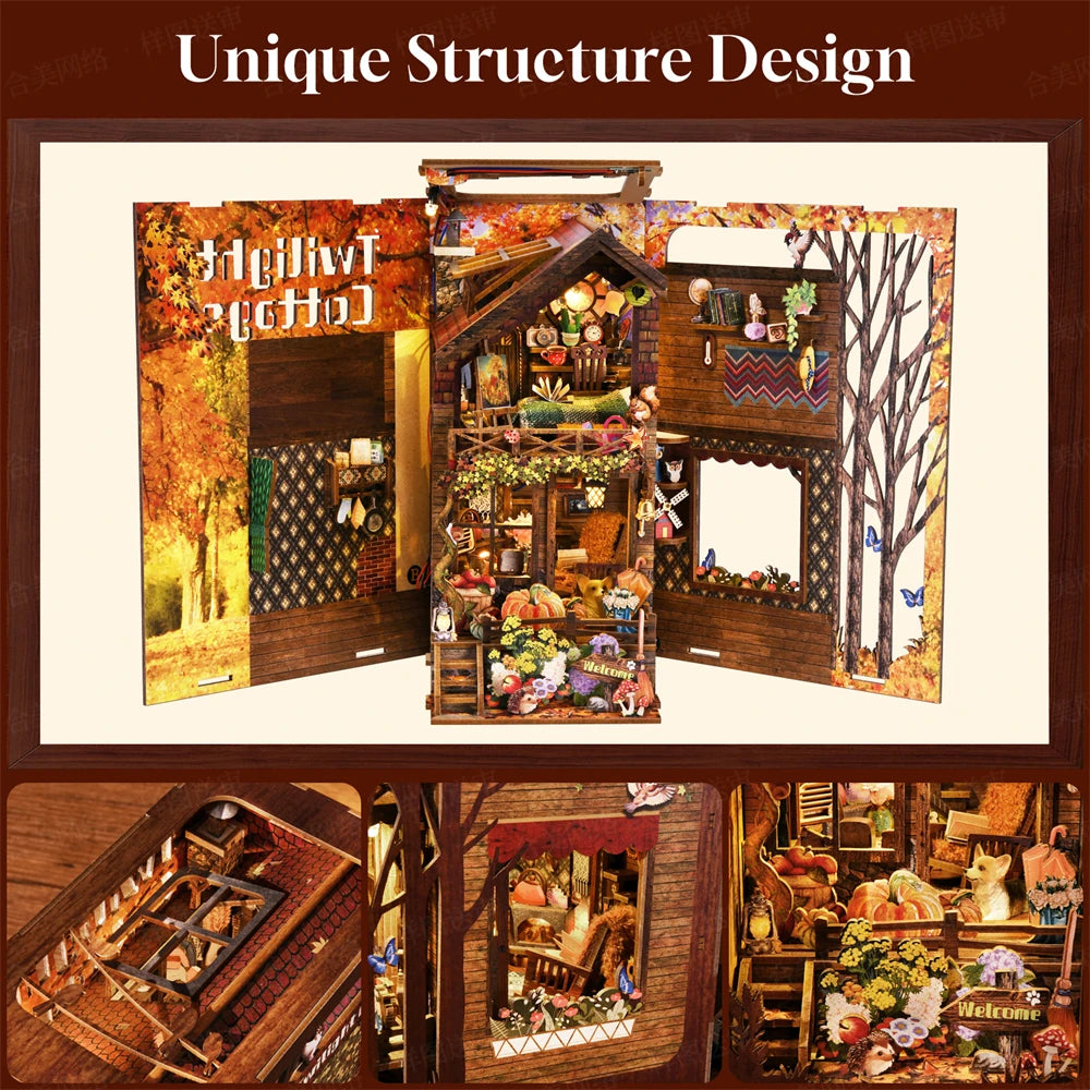 ASLOWSNAIL Puppy Family Book Nook Kit Dollhouse Decor