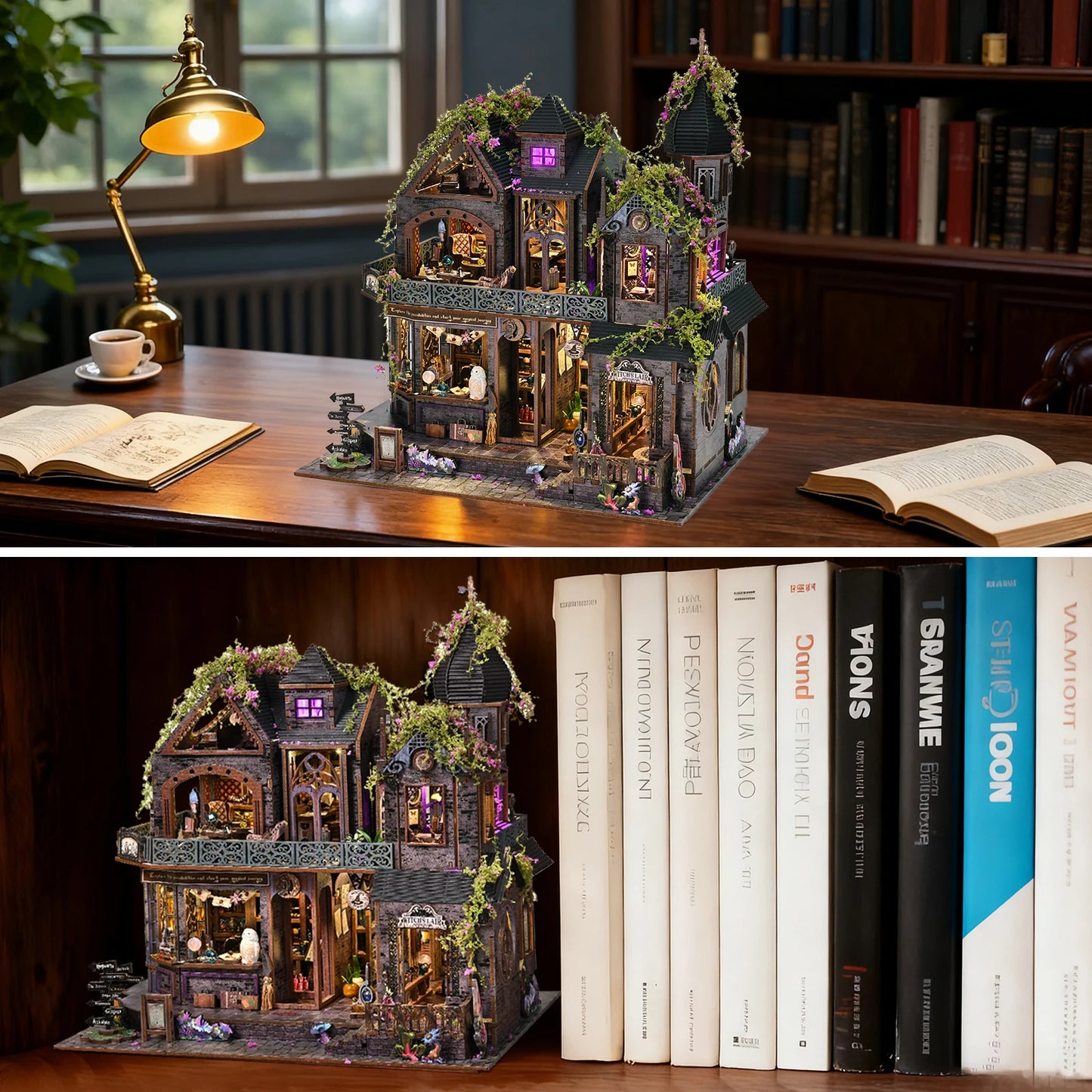 ASLOWSNAIL Magic Castle 3D DIY Wooden Book Nook Kit Decor