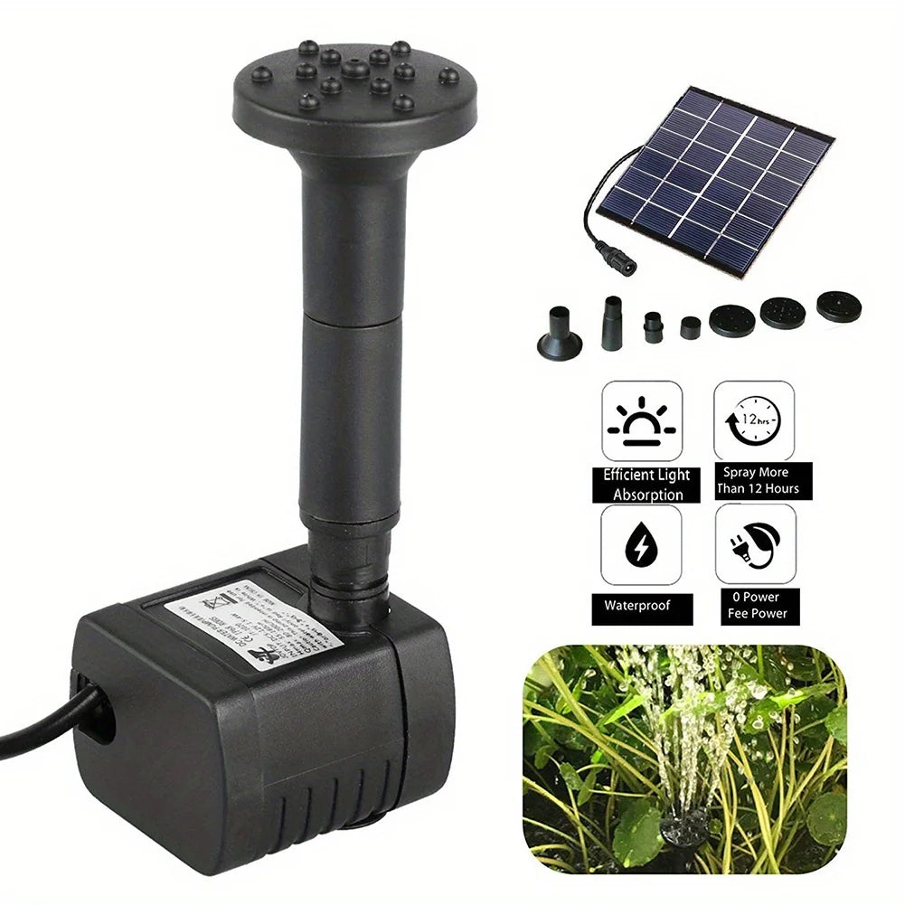 Solar Fountain With Six Nozzles Floating Water Pump For Gardens
