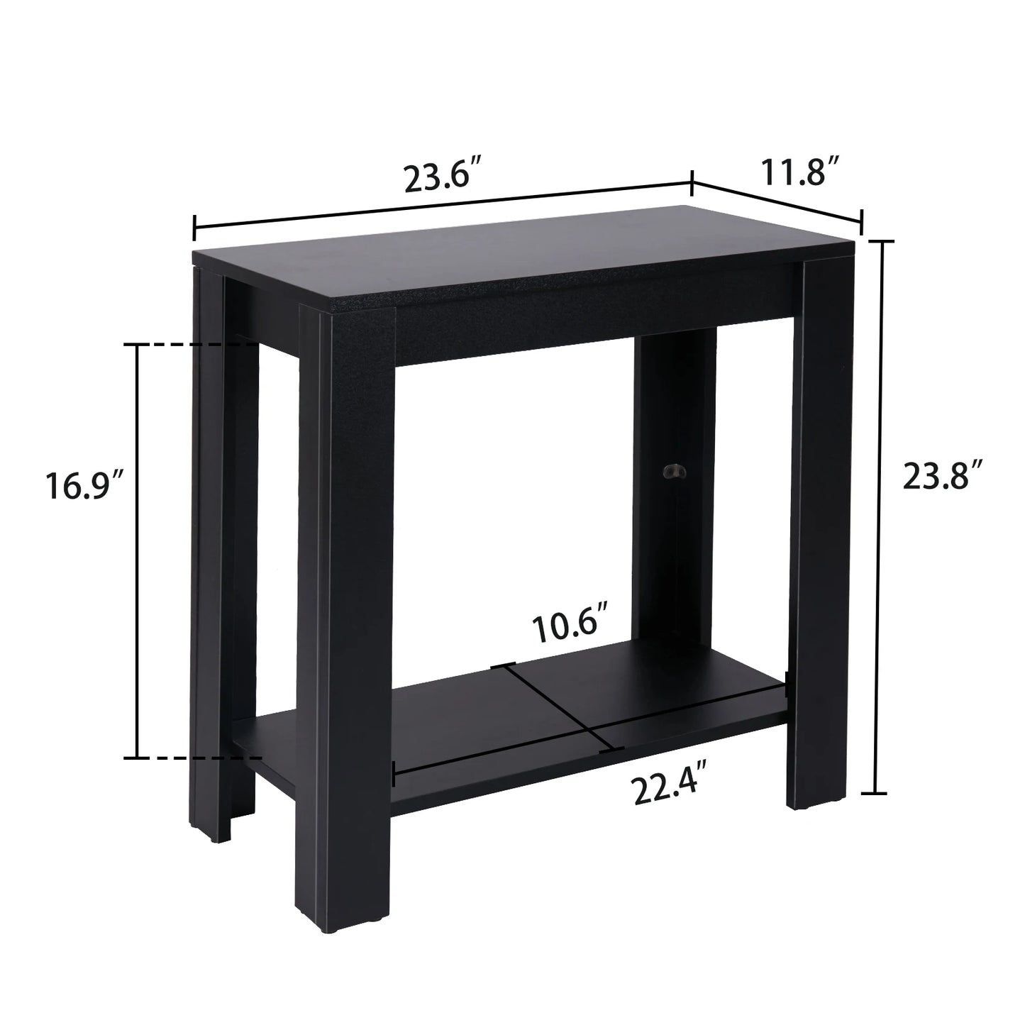 Narrow Sofa Side Table With 2 Tier Open Storage Modern