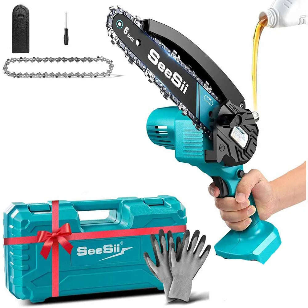 Seesii Cordless Mini Chainsaw Electric Pruning Saw