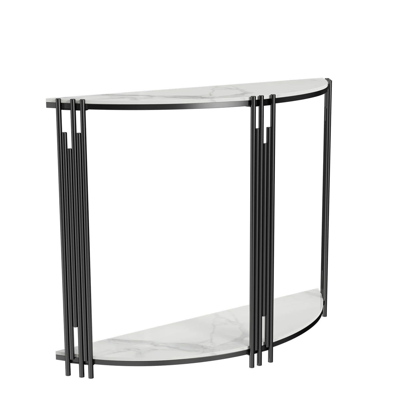 Wisfor Half Moon Tiered Console Table Sintered Stone And Metal