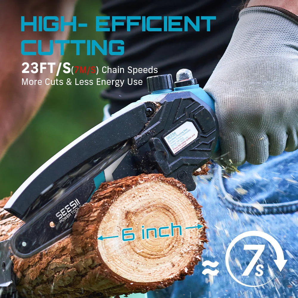 Seesii Cordless Mini Chainsaw Electric Pruning Saw