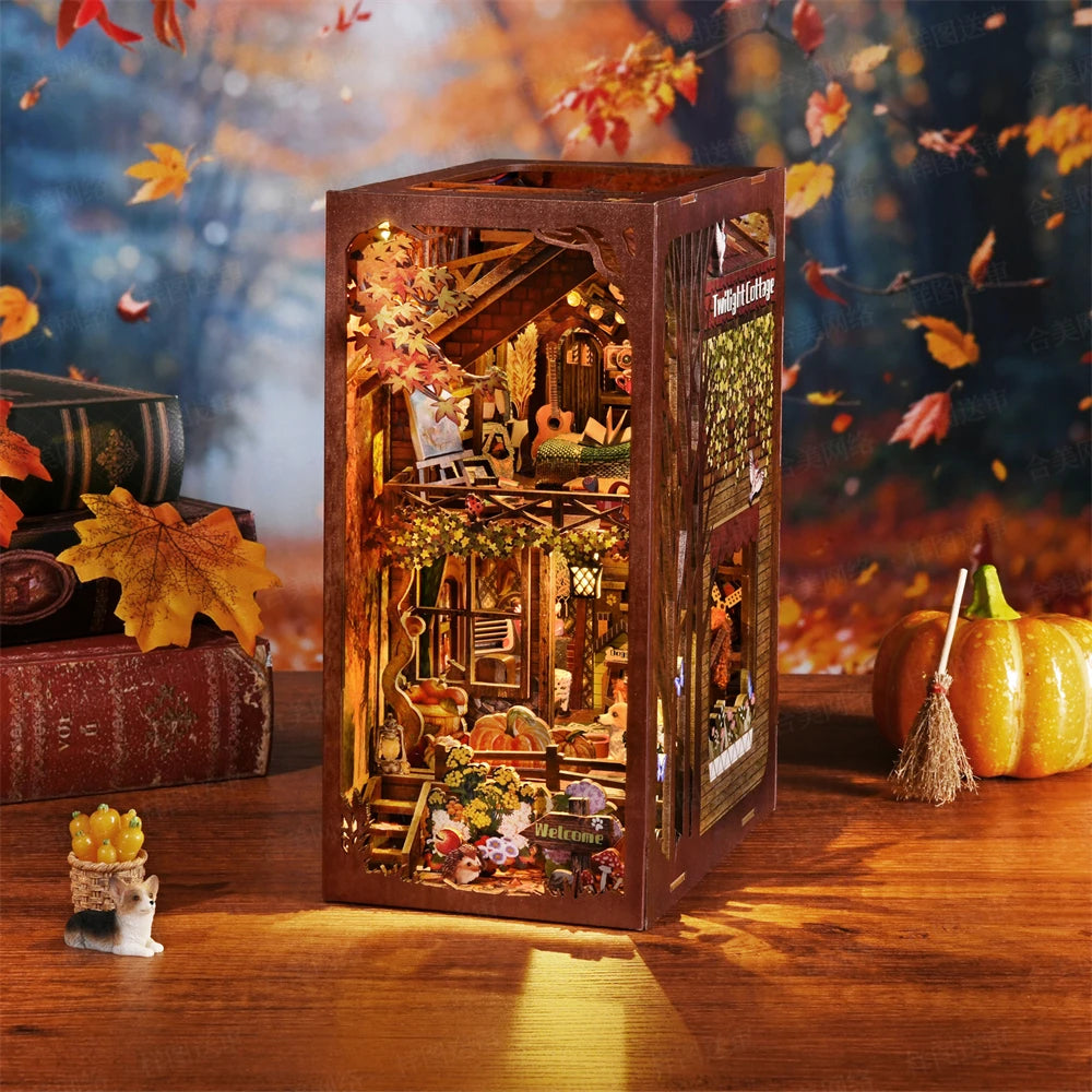 ASLOWSNAIL Puppy Family Book Nook Kit Dollhouse Decor
