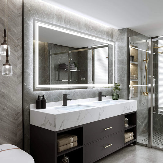 48"X24" LED Bathroom Mirror with Lights, Anti-Fog, Dimmable, Backlit + Front Lit, Lighted Bathroom Vanity Mirror Memory