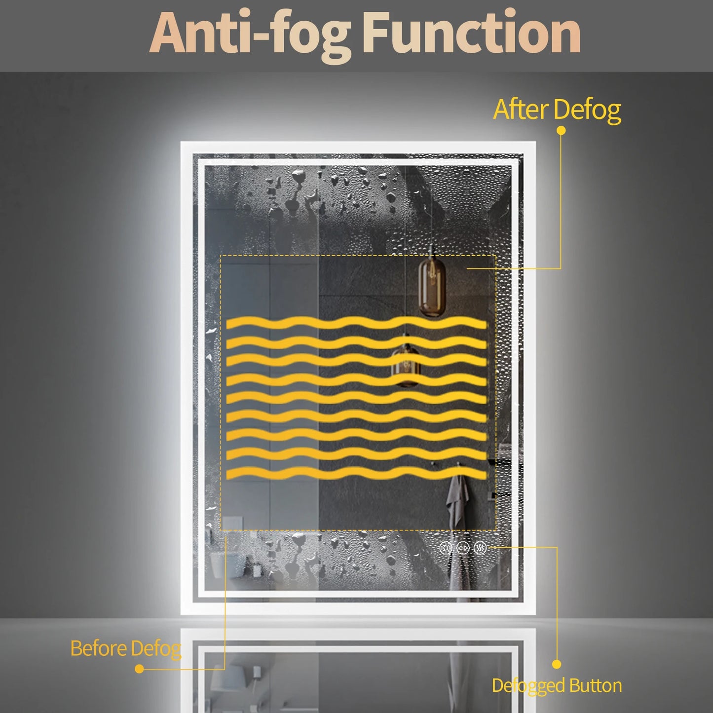 Wisfor LED Backlit Mirror Bathroom Vanity With Anti-Fog, Dimmable, CRI90+