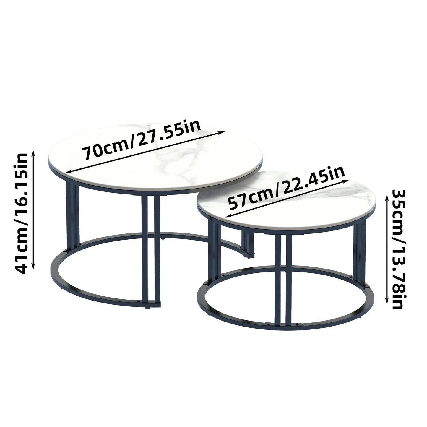 Wisfor Circle Nesting Coffee Tables Set Modern Stone Top