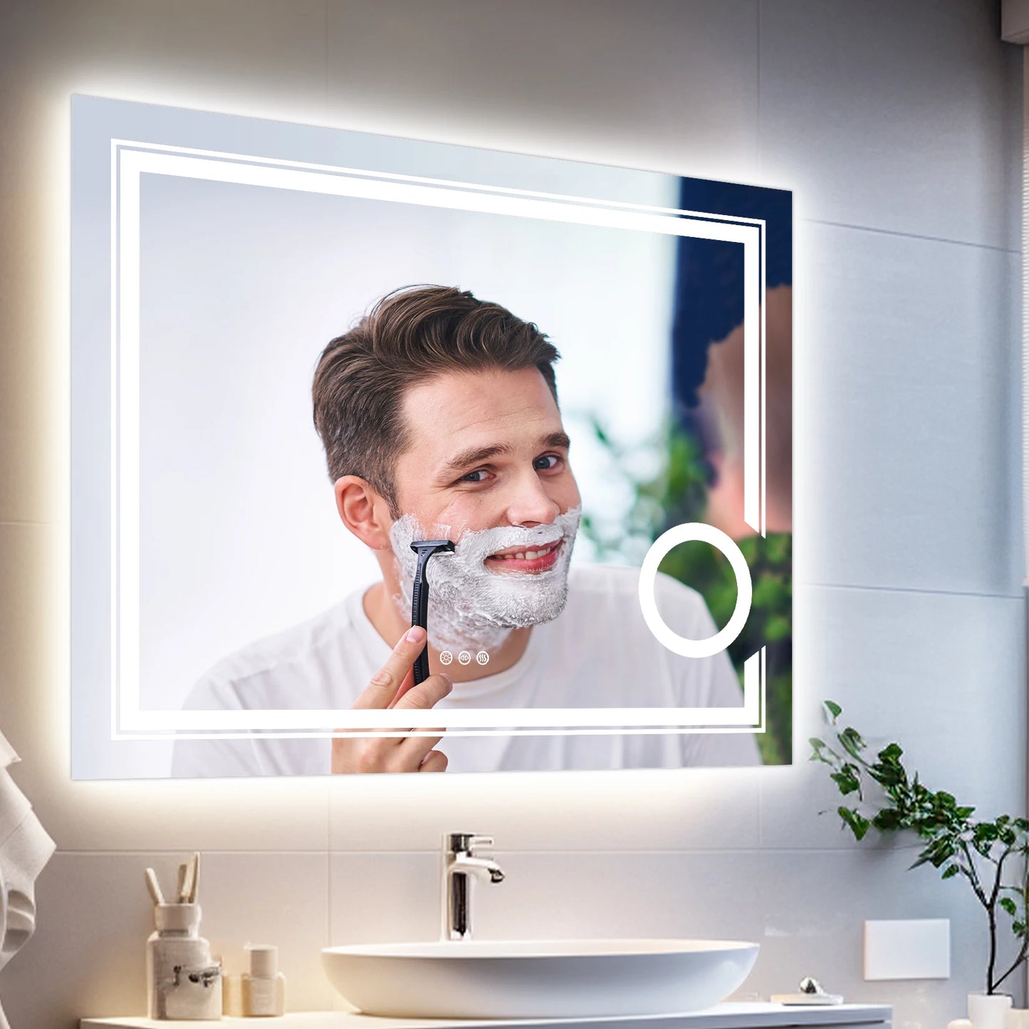 Wisfor LED Lighted Smart Bathroom Mirror With 3X Magnifier