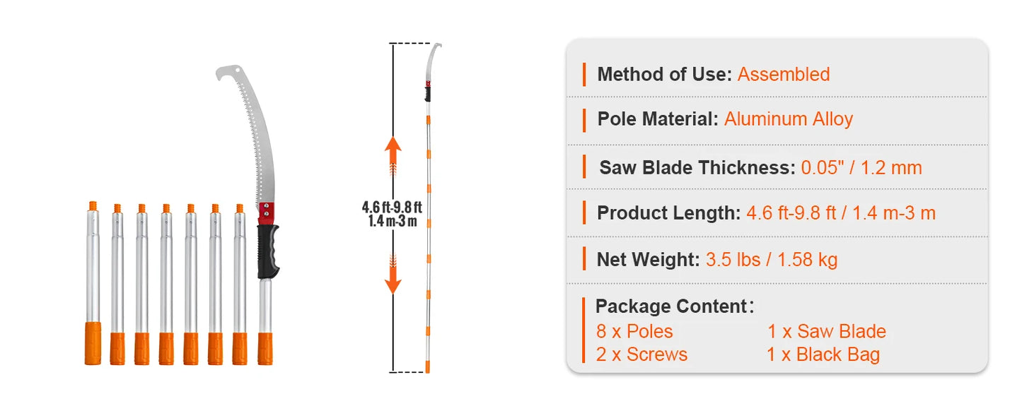 SucceBuy Telescopic Extendable Pole Saw With Aluminum Handle