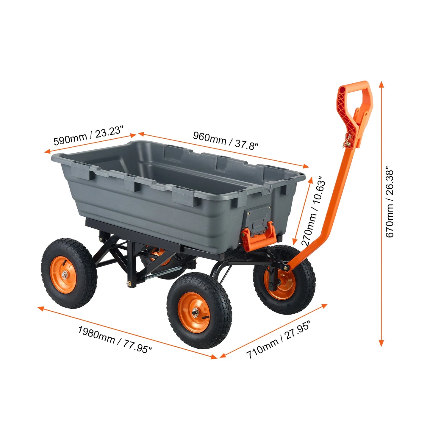SucceBuy Dump Cart Poly Garden Wagon With Steel Frame