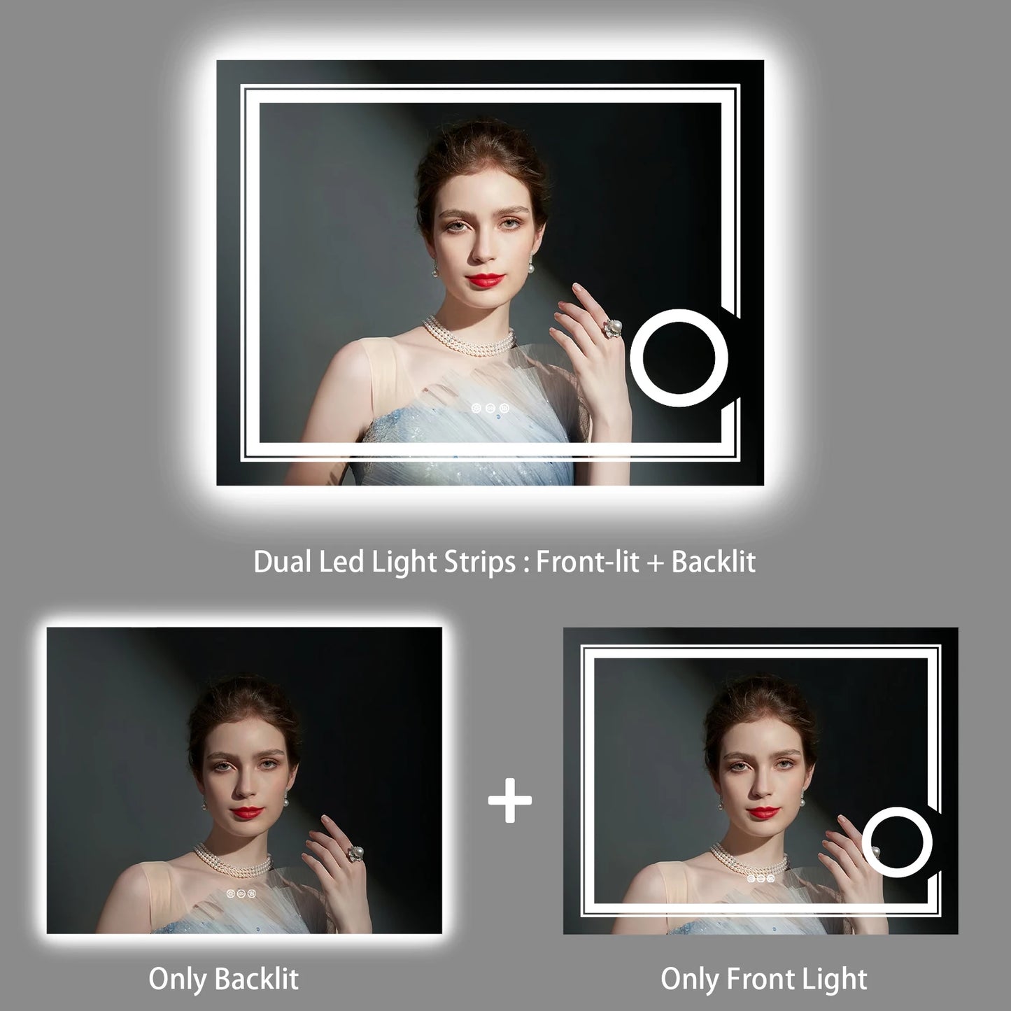 Wisfor LED Lighted Smart Bathroom Mirror With 3X Magnifier