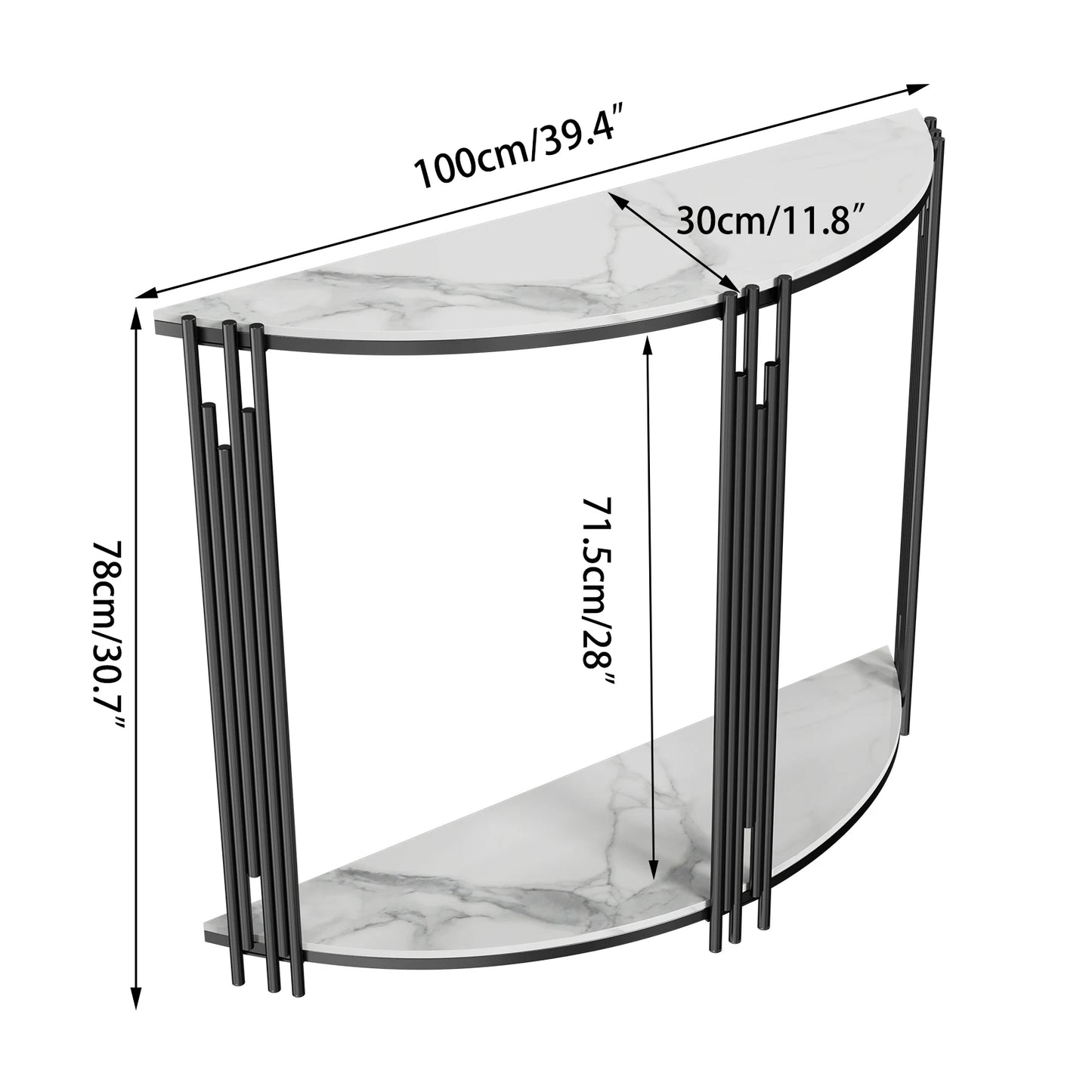 Wisfor Half Moon Tiered Console Table Sintered Stone And Metal