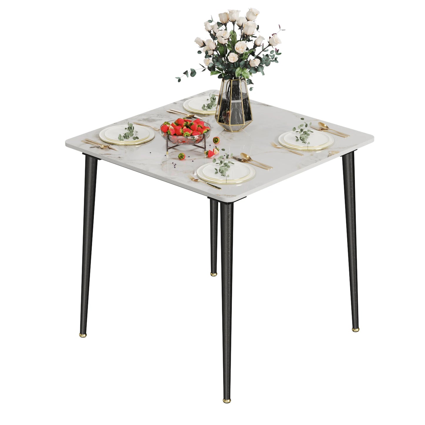Wisfor Mid-Century Slate Dining Table With Sintered Stone Top
