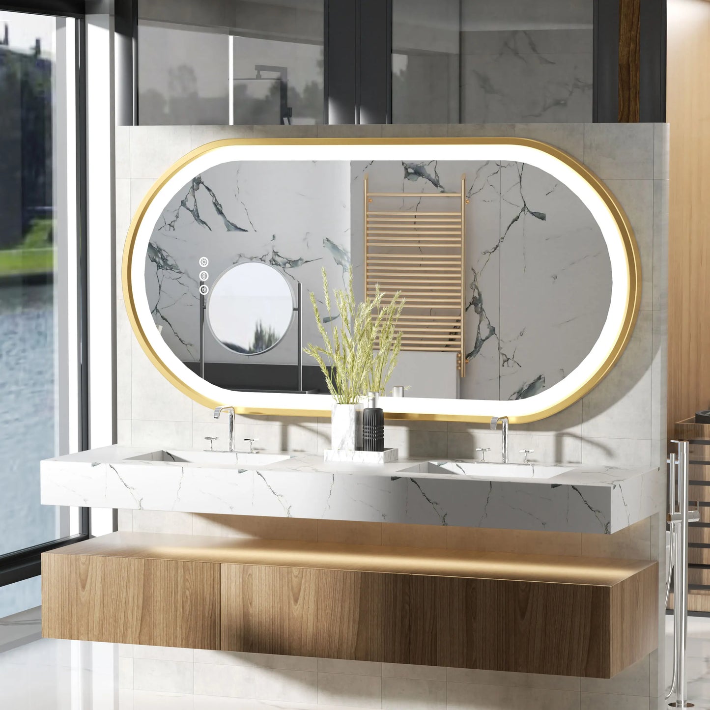 Wisfor Led Oval Bathroom Mirror With Stepless Dimmable Light