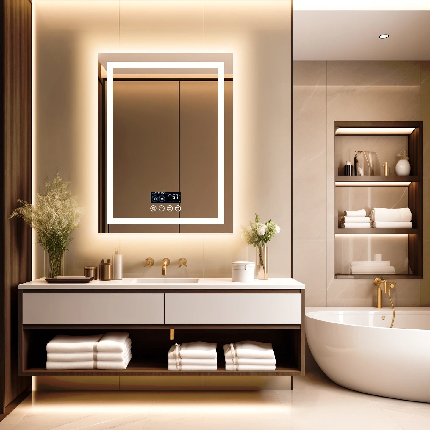Wisfor LED Bathroom Mirror With Bluetooth Smart Display And Memory