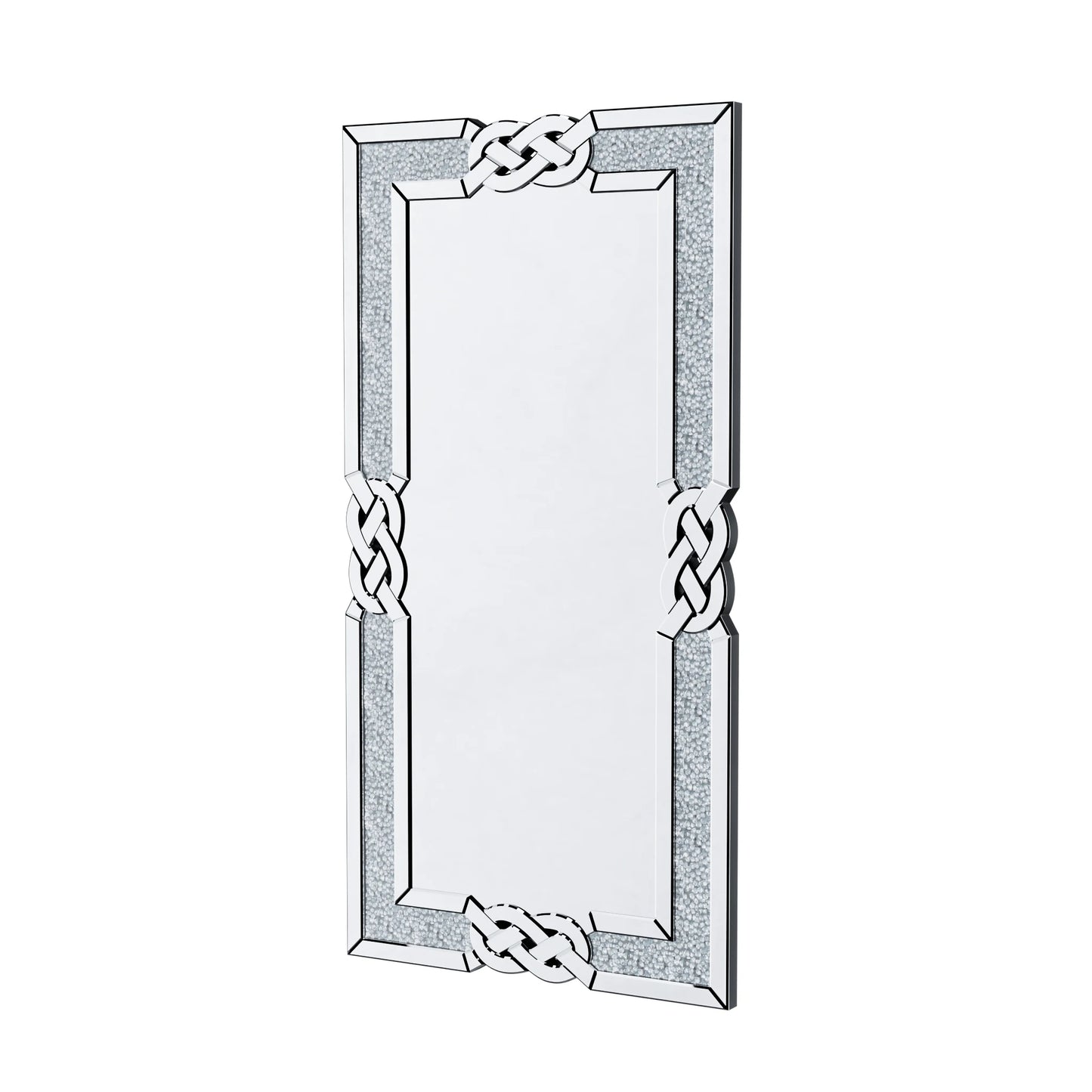 Wisfor Large Crushed Diamond Wall Mirror Rectangular Glass Silver Edge