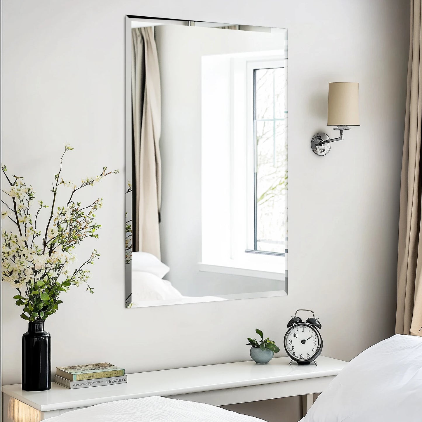 Wisfor Frameless Bathroom Mirror Over Sink With Beveled Edge