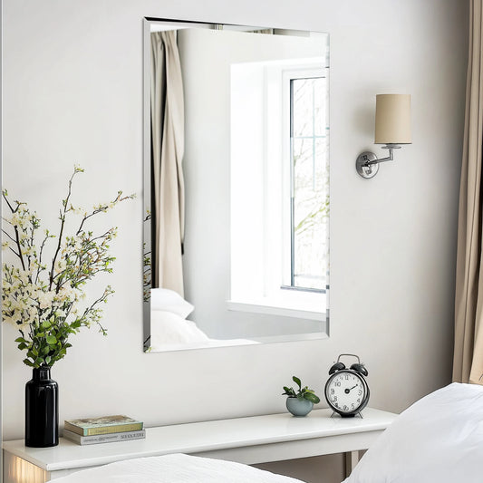 Wisfor Frameless Bathroom Mirror Over Sink With Beveled Edge
