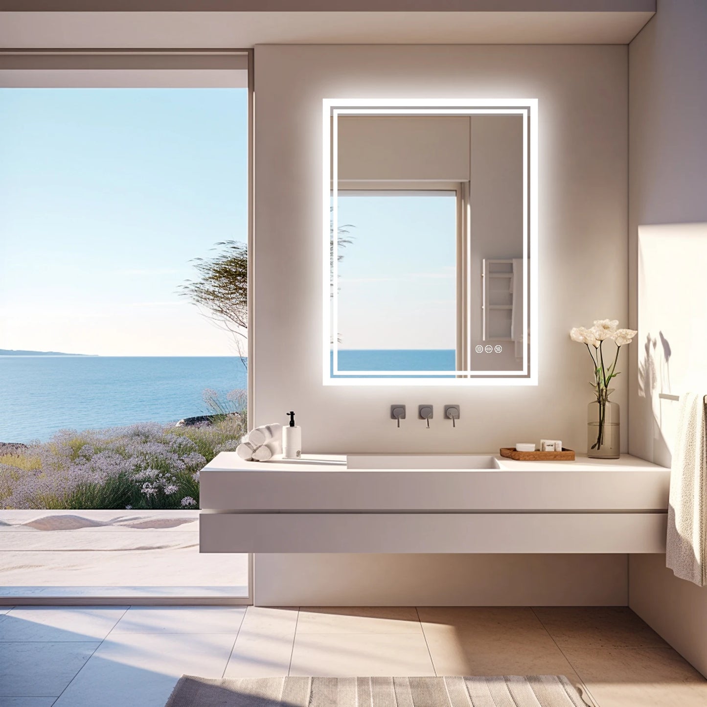 Wisfor LED Backlit Mirror Bathroom Vanity With Anti-Fog, Dimmable, CRI90+
