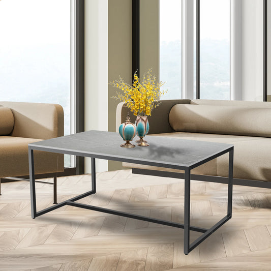 Modern Marble and Metal Frame Rectangle Coffee End Table