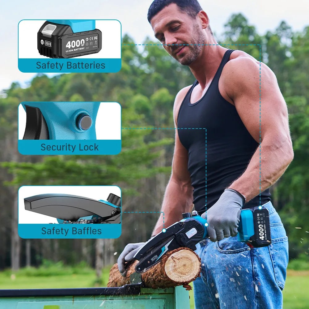 Seesii Cordless Mini Chainsaw Electric Pruning Saw