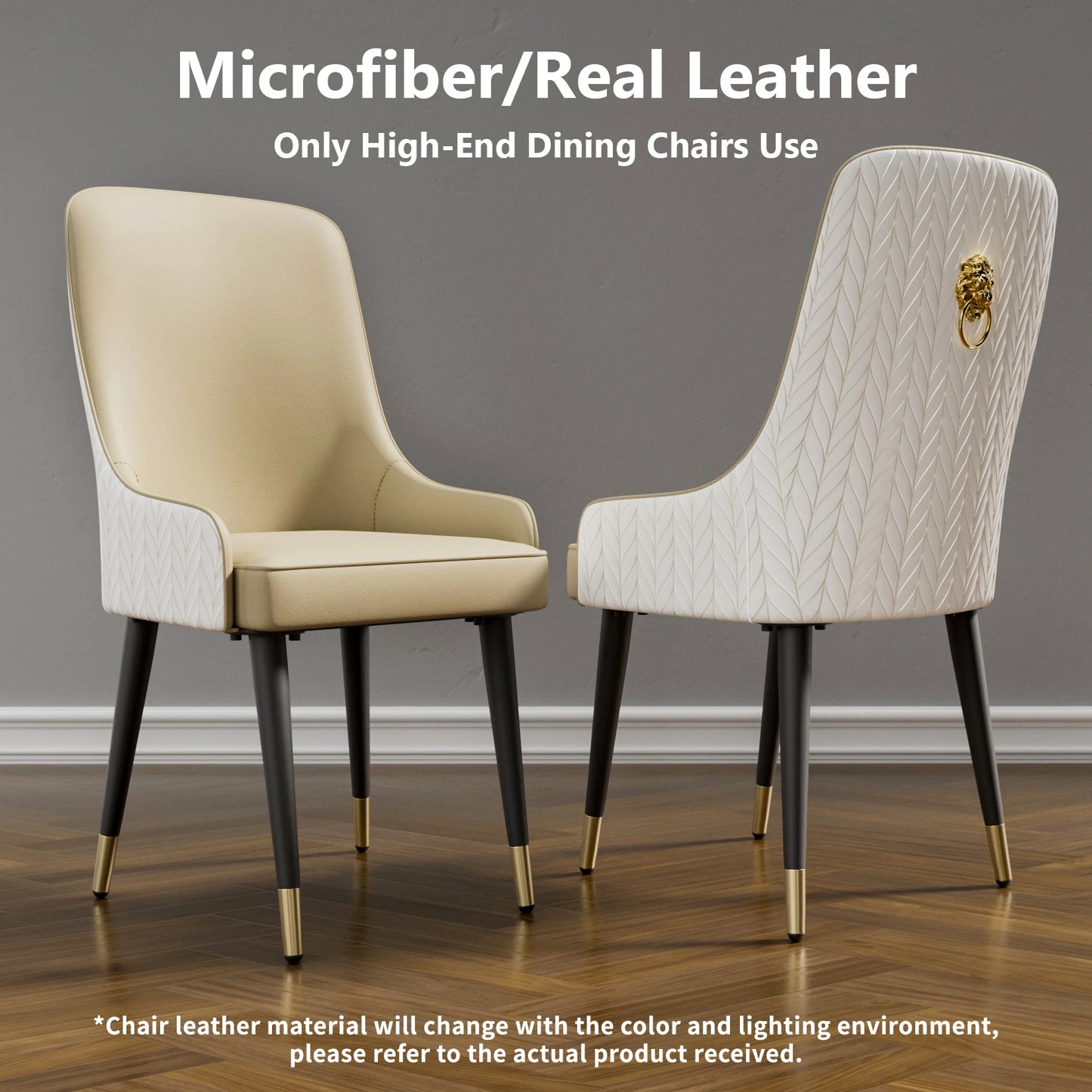 Modern PU Leather Dining Chairs Set 2 With Metal Legs
