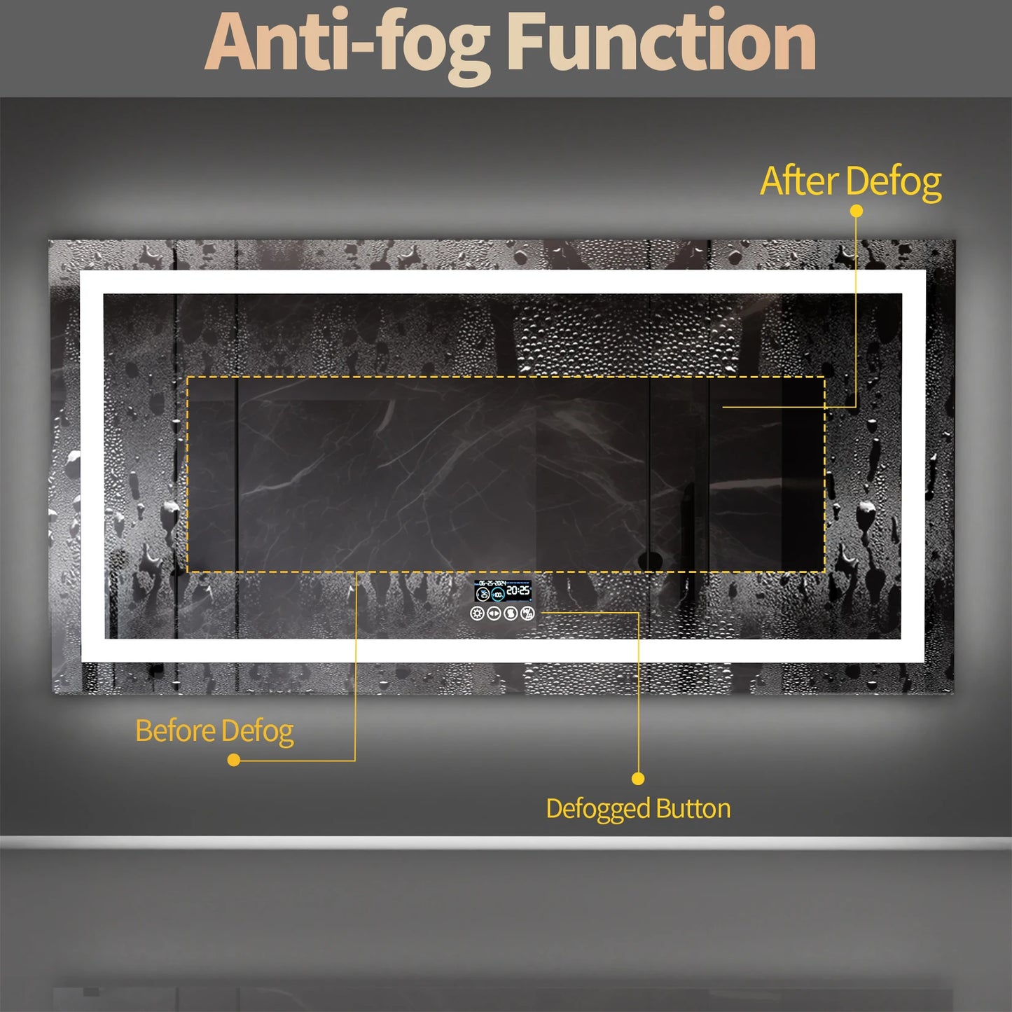 Wisfor 48x24 LED Bathroom Mirror with Dual Lights, Anti-Fog, Bluetooth Speaker, 3 Colors Temperature & Dimmable, Lighted Mirrors