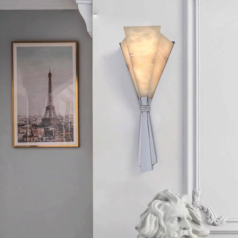 ANCISTER Modern Marble Wall Lamp Flower Sconce Stainless Steel LED